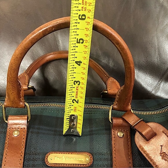 KRALPH LAUREN Black Watch Plaid Speedy Boston Travel Vacation Camp Shoulder Bag - Picture 10 of 16